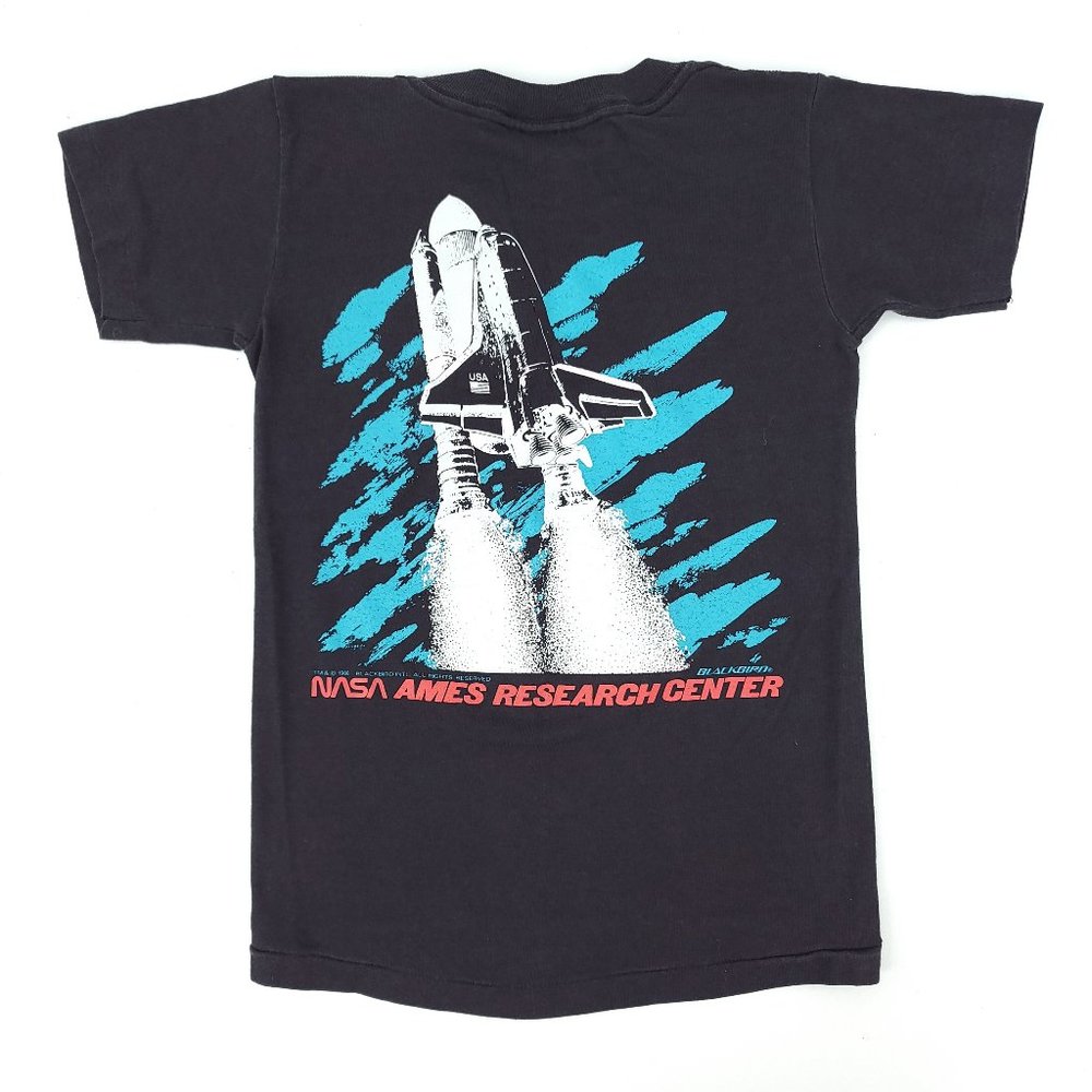Vtg 1988 Oneita Kids M NASA Ames Research Blackbird Liftoff Single stitch Tee